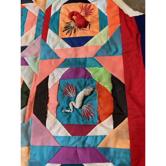 Vintage Quilted Handmade Patchwork South American Vest 80's Sz M/L * - Picture 5 of 8